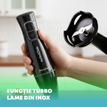 Mixer vertical nobeLTek NHB35B, 350 W, 2 trepte de viteza, functie turbo, lama din inox, accesoriu pahar gradat 700 ml, zgomot redus, Negru - imagine 5
