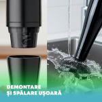 Mixer vertical nobeLTek NHB35B, 350 W, 2 trepte de viteza, functie turbo, lama din inox, accesoriu pahar gradat 700 ml, zgomot redus, Negru - imagine 6