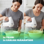 Mixer de mana nobeLTek NHM20W, 200 W, functie Turbo, 6 viteze, accesoriu tel, carlige aluat, Alb - imagine 6