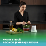Tocator nobeLTek NMCH30W, 300 W, capacitate 1 litru, 4 lame durabile, buton pornire/oprire, vibratii reduse, zgomot redus, Alb - imagine 4