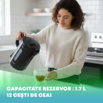 Fierbator electric nobeLTek NKE120B, 2200 W, 1.7 l capacitate, protectie fierbere fara apa, design ergonomic, curatare facila, Negru - imagine 5